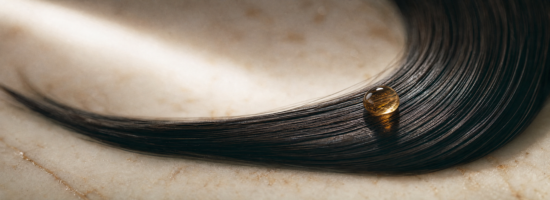 Glossy straight hair beside formaldehyde-free smoothing and protein hair products