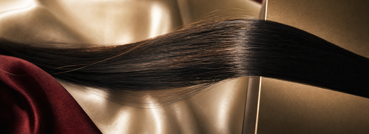 Glossy straight hair beside formaldehyde-free smoothing and keratin treatment products