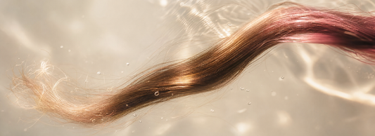 Glossy straight hair beside professional hair treatment products