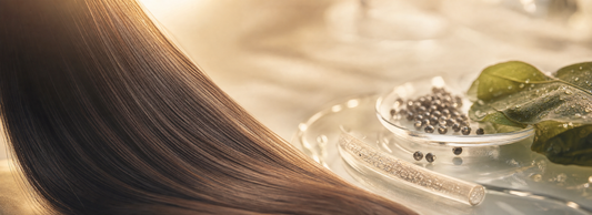Woman with smooth straight hair after an at-home frizz control keratin treatment