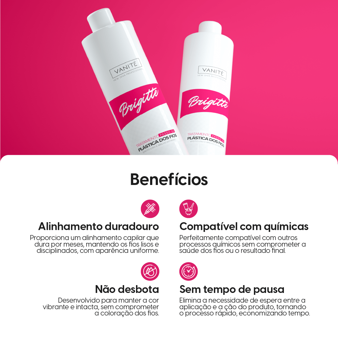 Kit - 1 unit Brazilian Keratin Brigitte + 1 unit Shampoo Brigitte | For All Hair Types | 1000ml (33.8 fl oz) - Make Beauty International