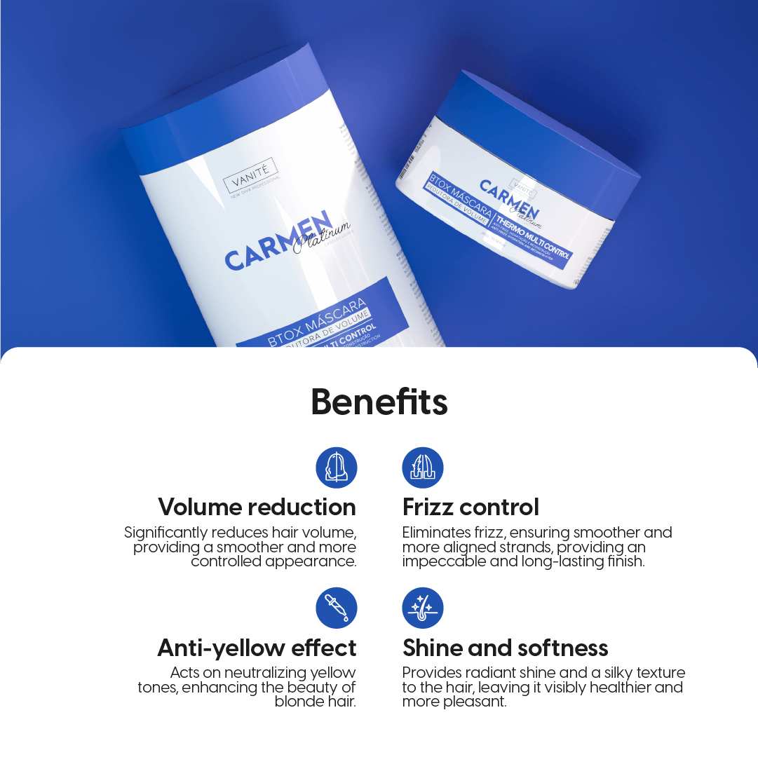 Btox Carmen Platinum | Volume Reduction and Hydration | For Blonde and Gray Hair | 1kg - Make Beauty International