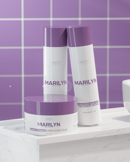 Kit - 6 Units Home Care Marlyn | 6 Shampoos + 6 Conditioners + 6 Masks | For Blondes and Grays - Make Beauty International