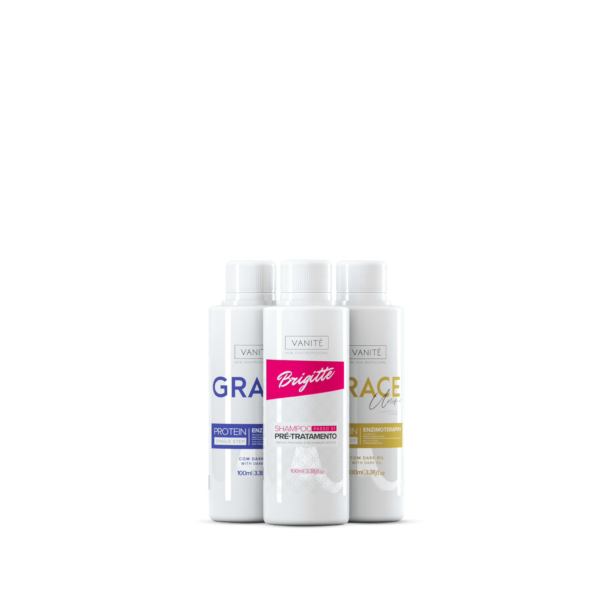 Kit - 1 unit Grace Enzimoteraphy Unique + 1 unit Grace Enzimoteraphy Violet + 1 unit Brigitte Pre-Treatment Shampoo | 100ml - Make Beauty International